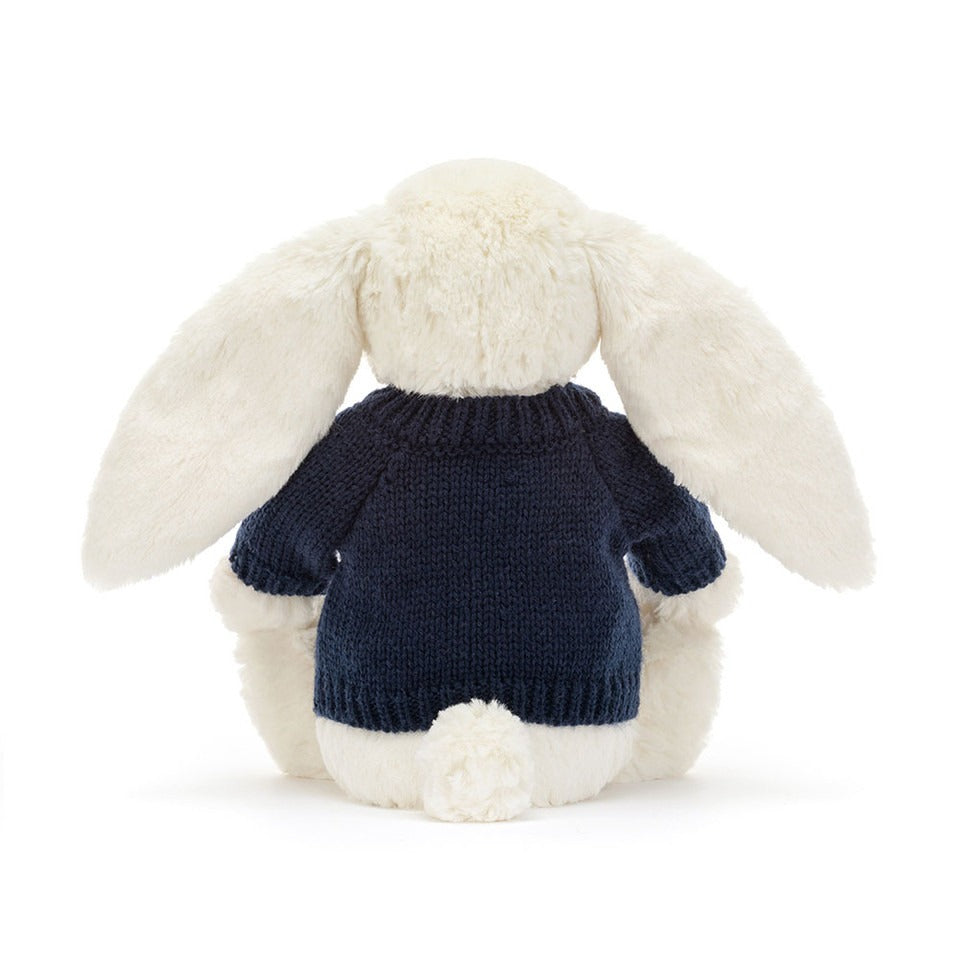 Blossom Cream Bunny 'Berry' with Personalized Navy Jumper