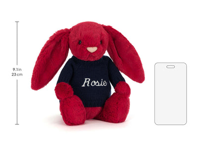Bashful Luxe Bunny Scarlett with Personalized Navy Jumper
