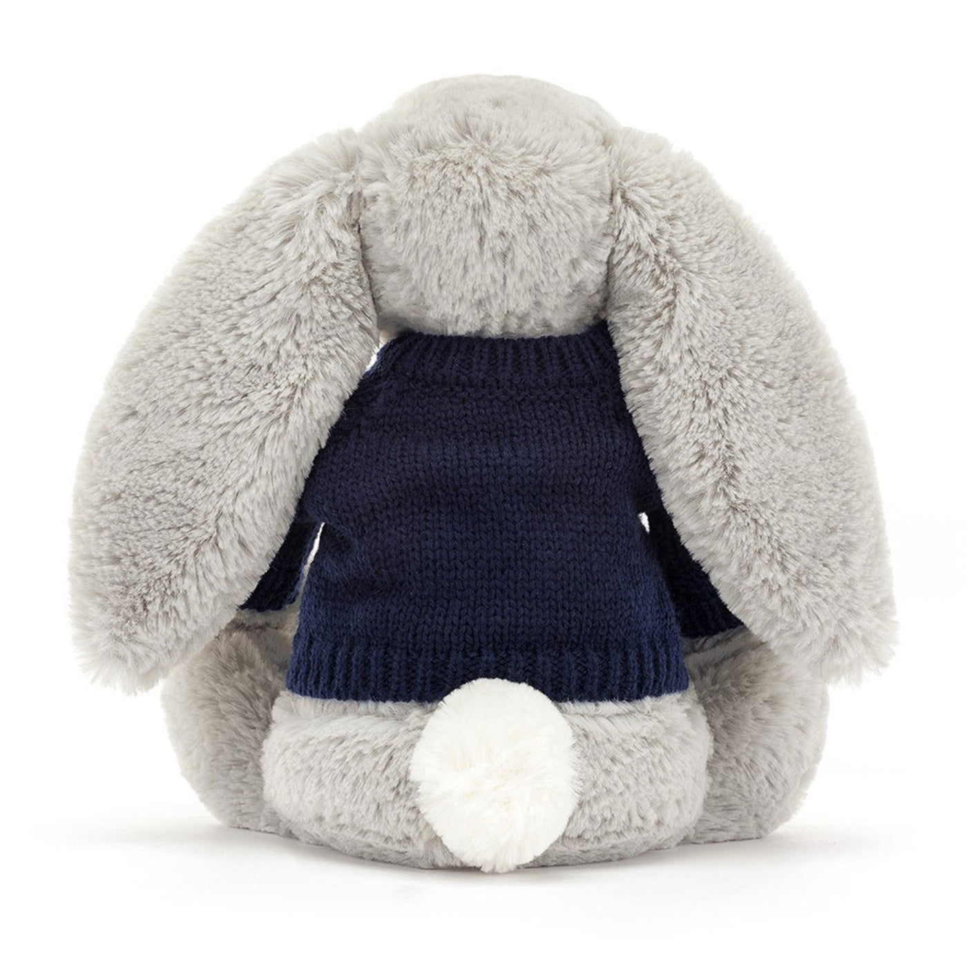 Bashful Silver Bunny with Personalized Navy Jumper