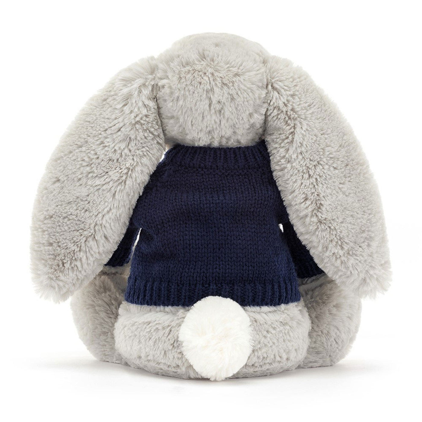 Bashful Silver Bunny with Personalized Navy Jumper
