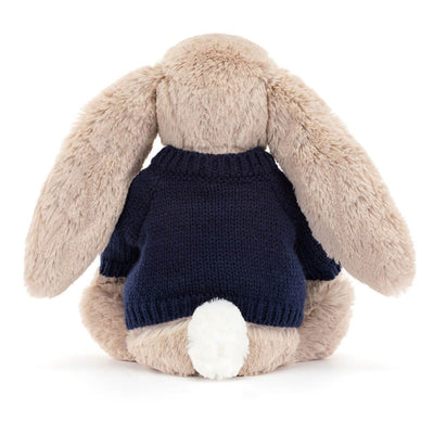 Bashful Beige Bunny with Personalized Navy Jumper